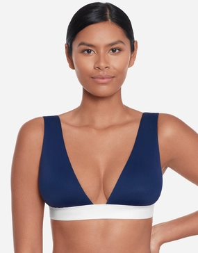 Bel Air Modern V Neck Bikini Top - Navy and White Swim Womens - beachwear discount