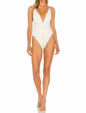 Belle Full Piece Swimsuit In Cream Crocodile Swim Womens - plunge bikinis sale
