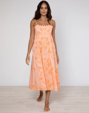 Bellflower Tie Back Midi Dress - Peach Swim Womens - bikinis clearance