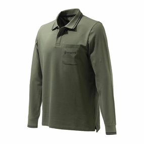 Beretta Airmesh L/S Polo Shirt Green mens t-shirts outlet