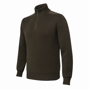 Beretta Dover Half Zip Tech Sweater Moss / Brownbark mens sweaters cheap