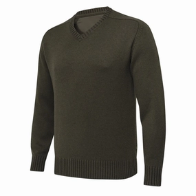 Beretta Kent V-Neck Tech Sweater Brown Bark / Moss mens sweaters cheap