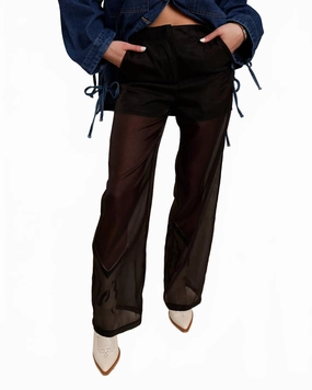 Better Walk The Line Organza Pants In Black womens tailored trousers deal