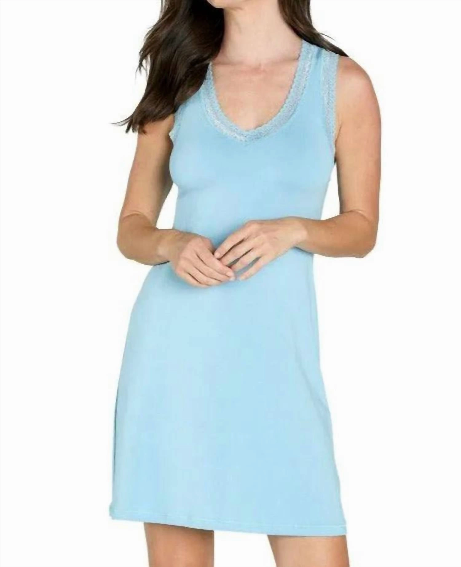 Beyond The Basics Tank Chemise In Sky Blue