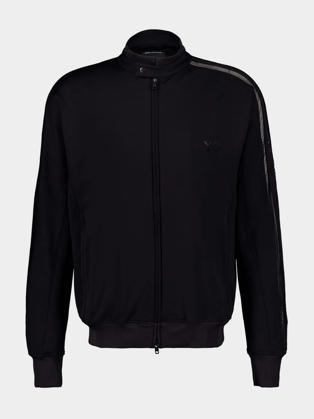 Black 3-Stripes Mesh Track Jacket Tops Mens - thermal tops