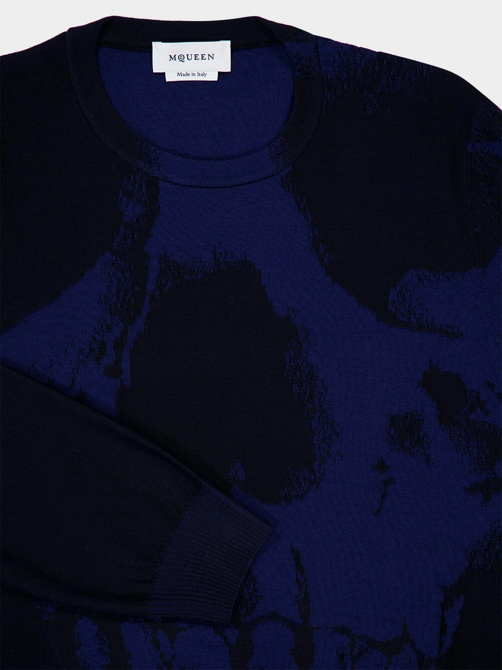 Black and Blue Merino Wool Skull Jumper