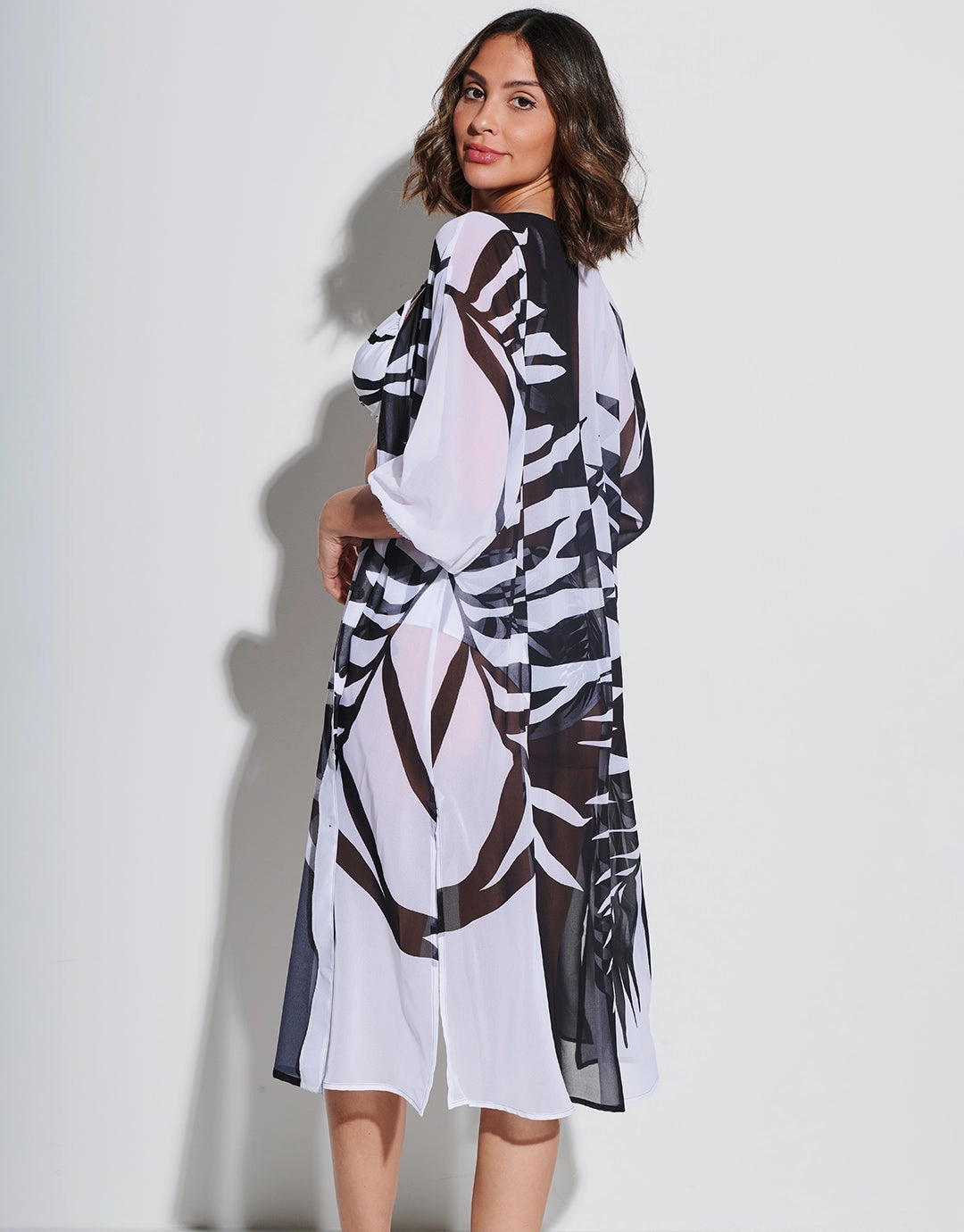 Black and White Midi Beach Shirt
