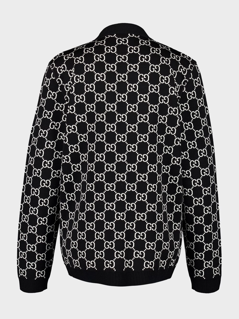 Black and White Reversible GG Wool Cardigan