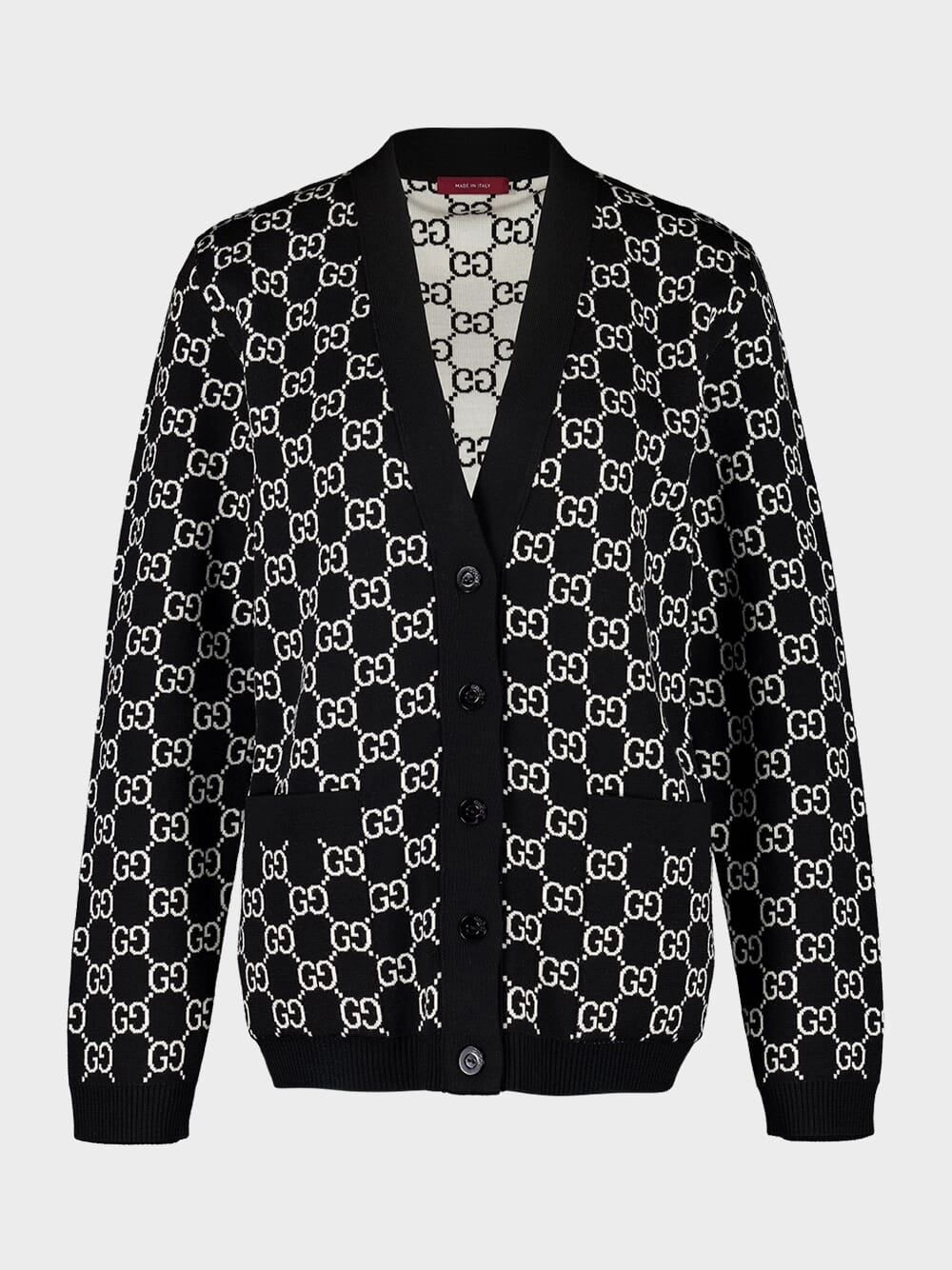 Black and White Reversible GG Wool Cardigan Knitwear Womens - women's knitwear cheap