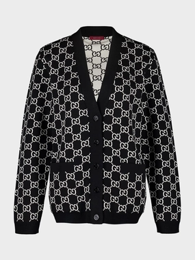 Black and White Reversible GG Wool Cardigan Knitwear Womens - women's knitwear cheap
