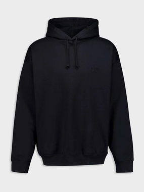 Black Brushed Terry Hoodie Tops Mens - thermal tops