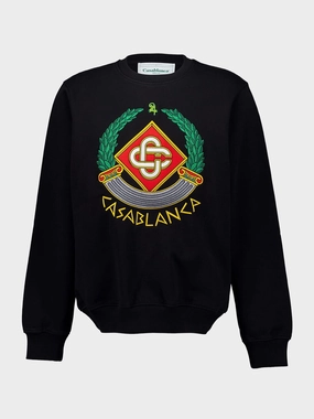 Black Casa Crest Sweatshirt Tops Mens - thermal tops