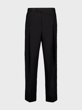 Black Classic Linen Straight-Fit Trousers Suits Mens - men's suits outlet