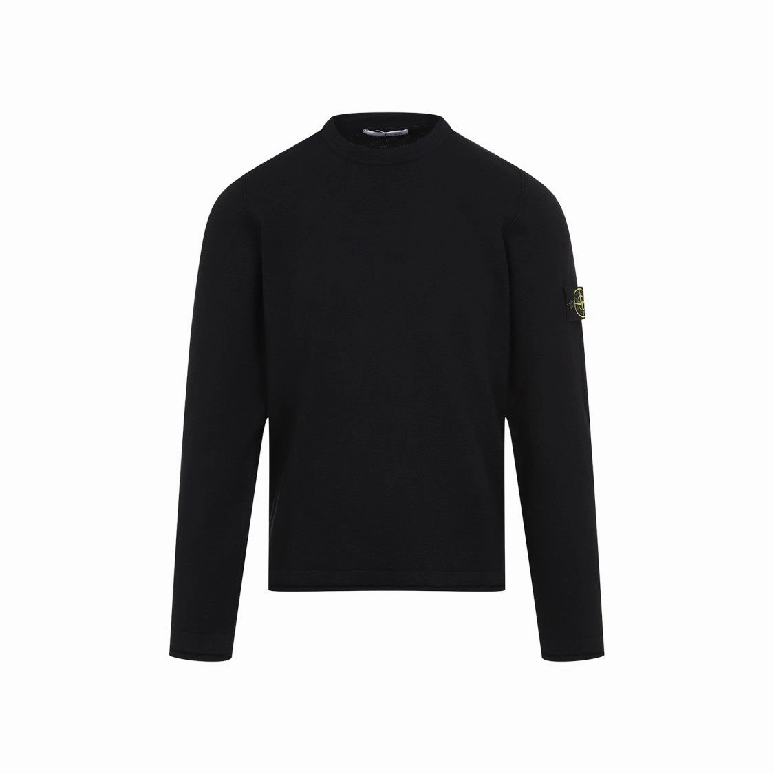 Black Cotton Crew Neck Pullover