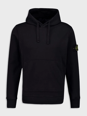Black Cotton Fleece Hooded Sweatshirt Tops Mens - thermal tops