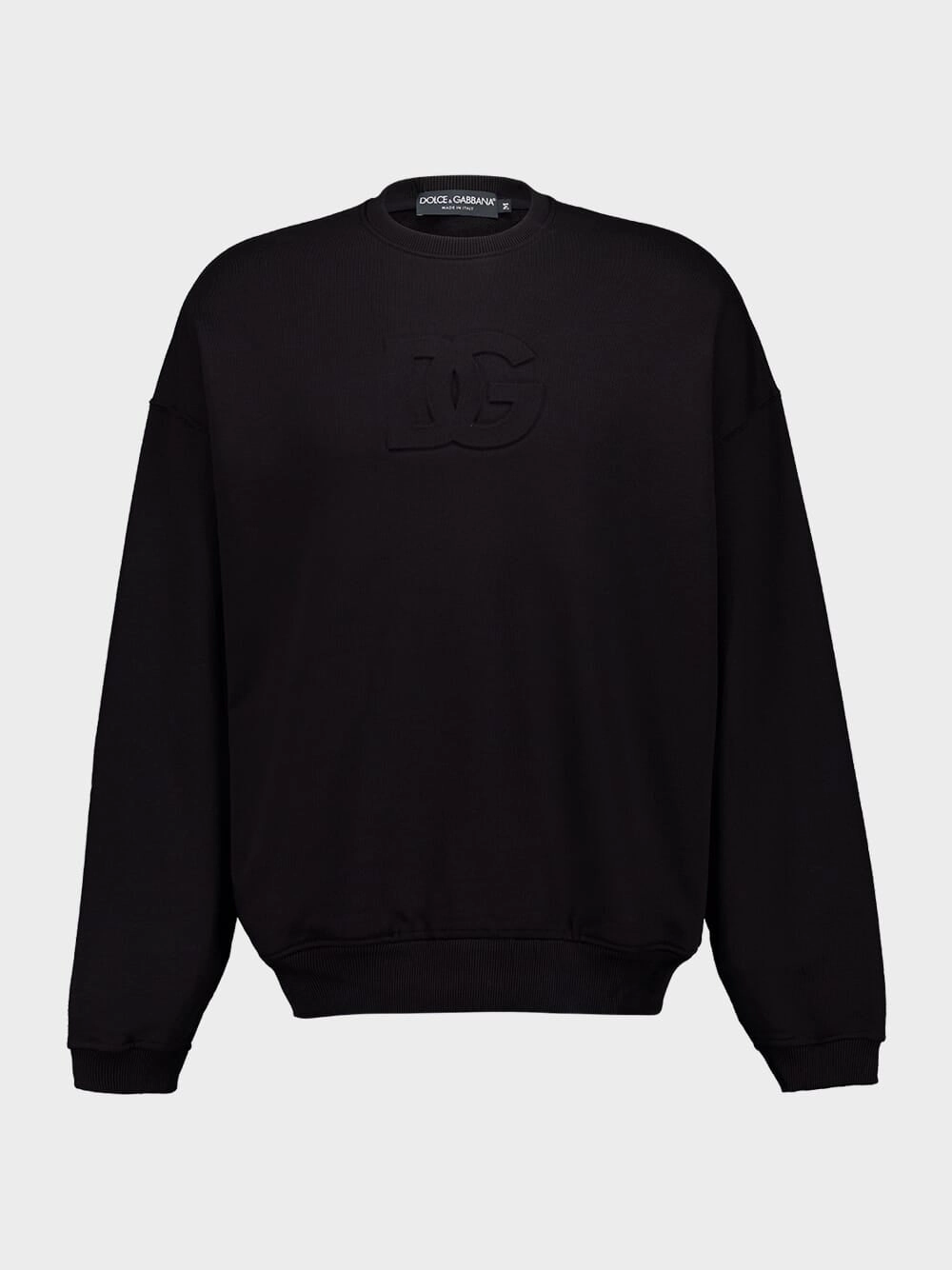 Black Cotton Sweatshirt with DG Logo Tops Mens - thermal tops