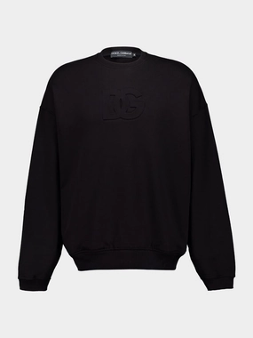 Black Cotton Sweatshirt with DG Logo Tops Mens - thermal tops