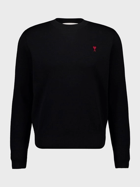 Black Crew Neck Sweater Ami de Coeur Tops Mens - thermal tops