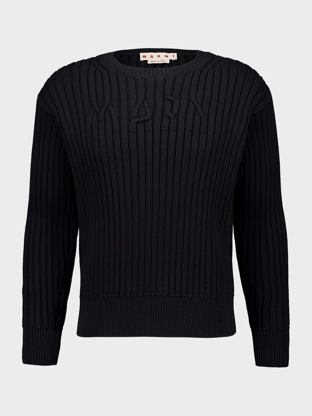 Black Crewneck Cotton Knit Sweater Knitwear Mens - men's sweaters sale