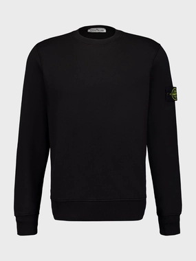 Black Crewneck Cotton Sweatshirt Tops Mens - thermal tops