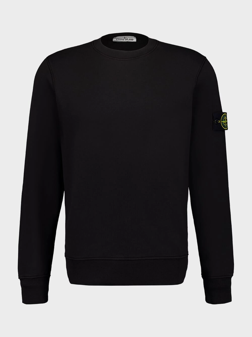 Black Crewneck Cotton Sweatshirt Tops Mens - thermal tops