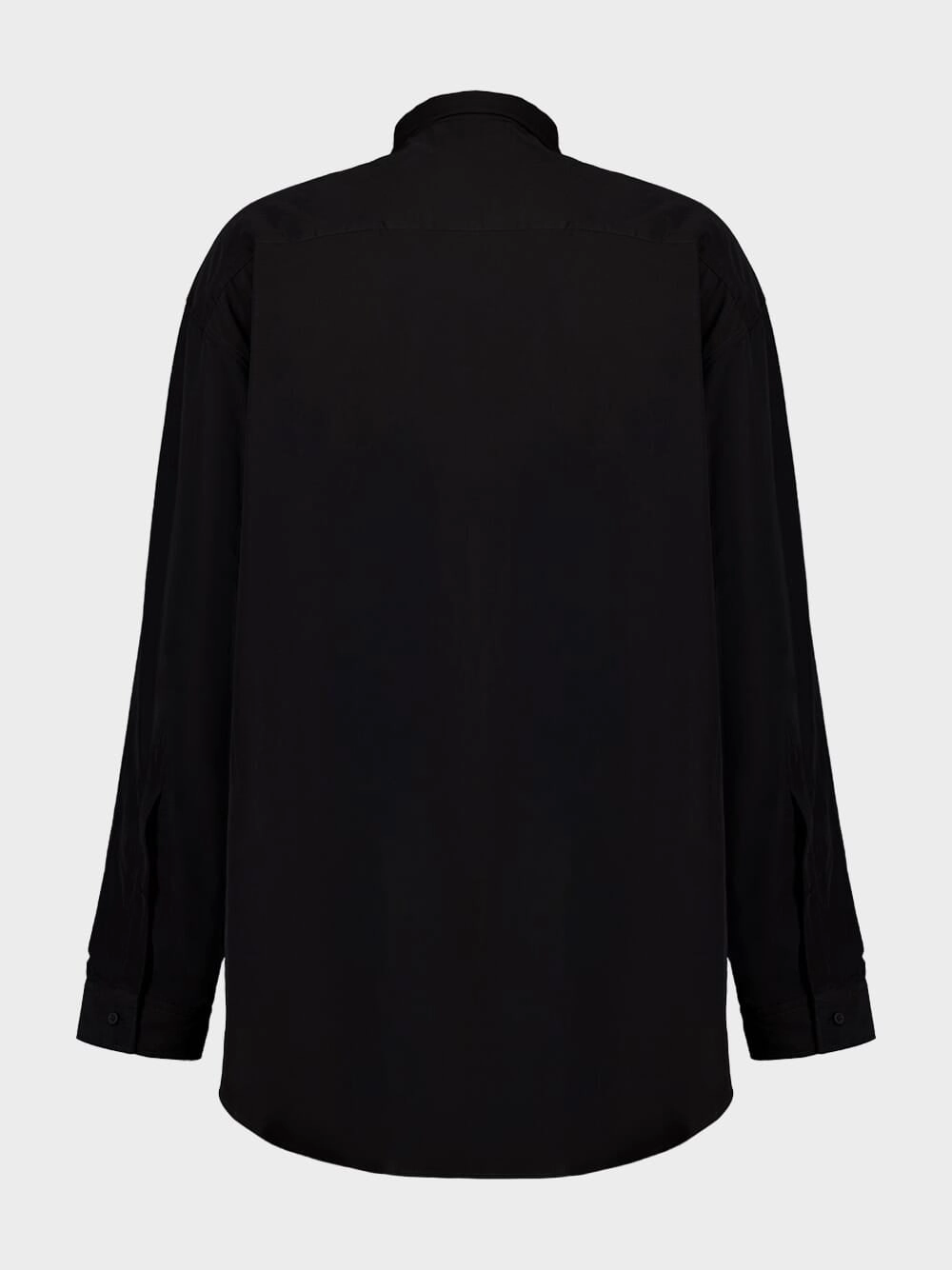 Black Crinkled Fluid Shirt