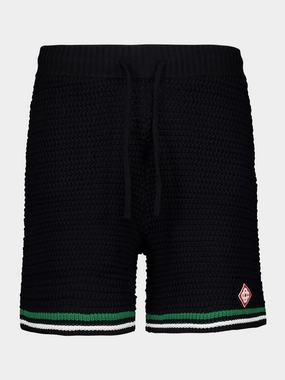 Black Crochet Tennis Shorts Knitwear Mens - men's sweaters sale