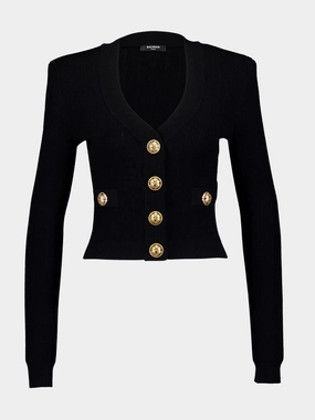 Black Cropped Knit Cardigan Knitwear Womens - women's knitwear cheap