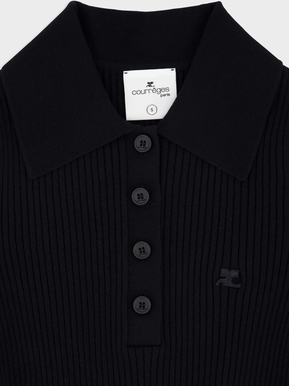 Black Cropped Knit Polo