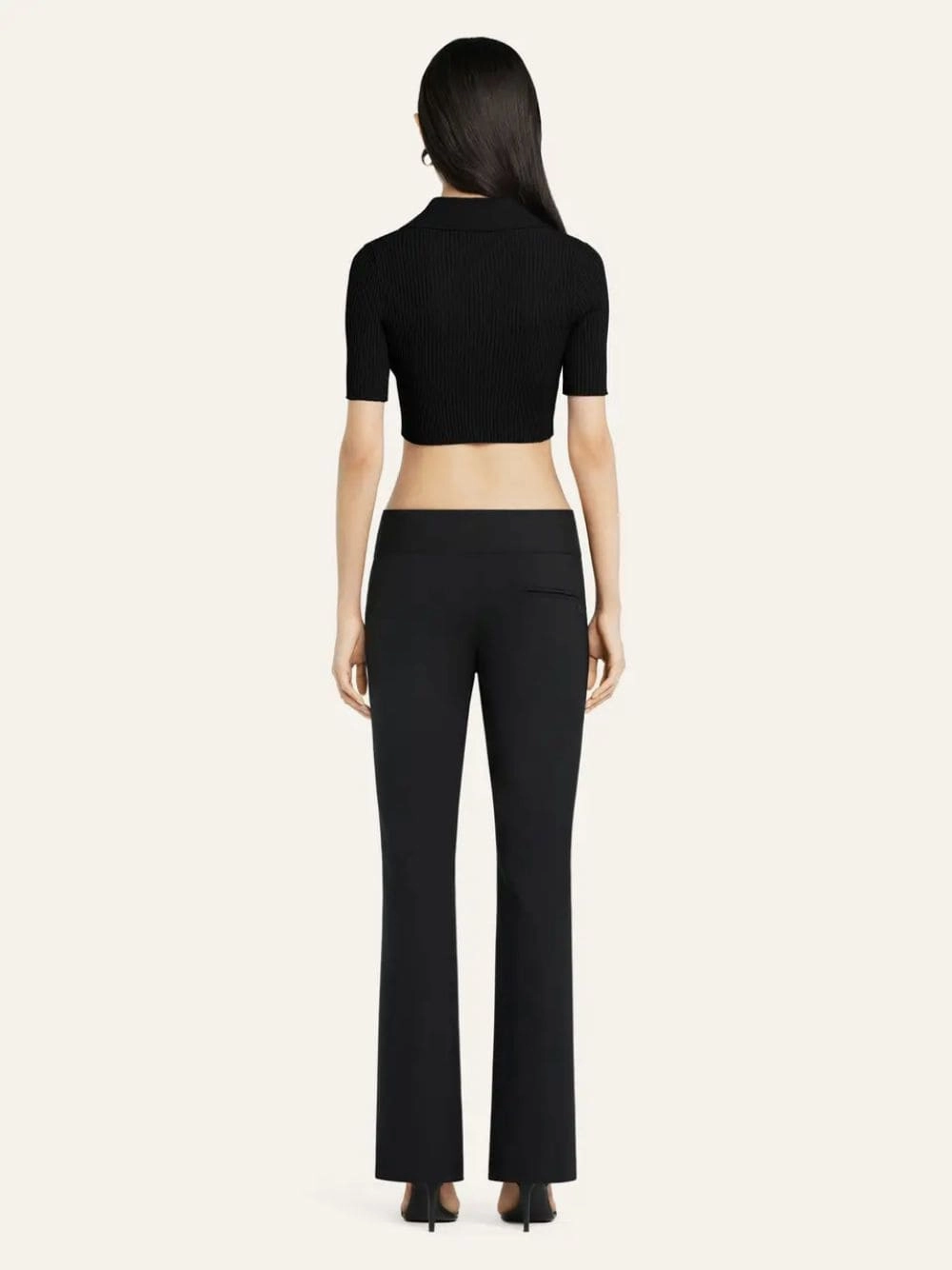 Black Cropped Knit Polo