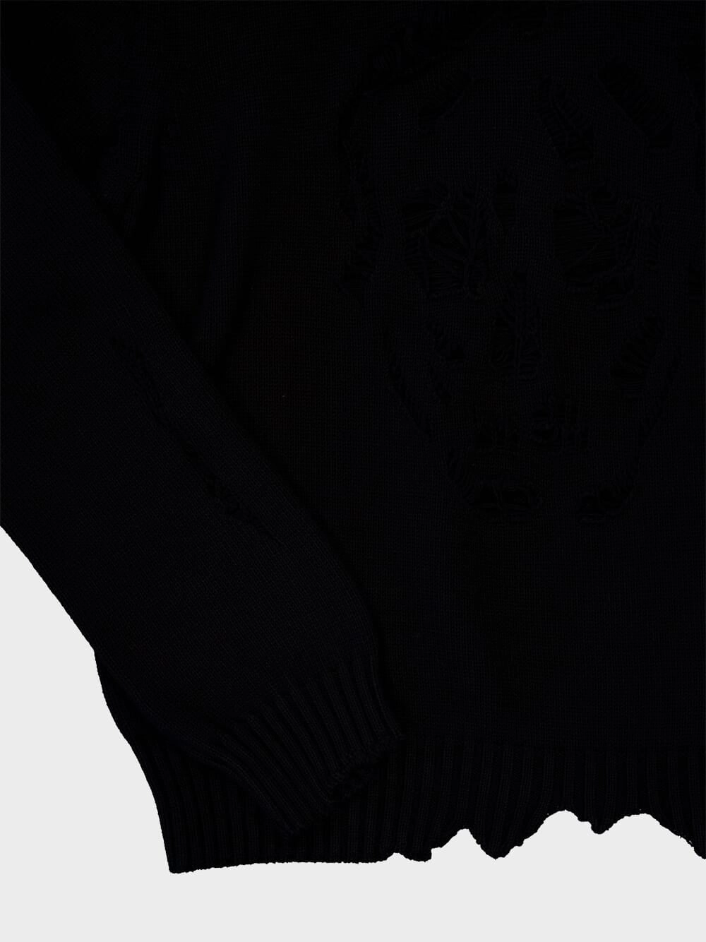 Black Distressed Skull Crew Neck Jumper