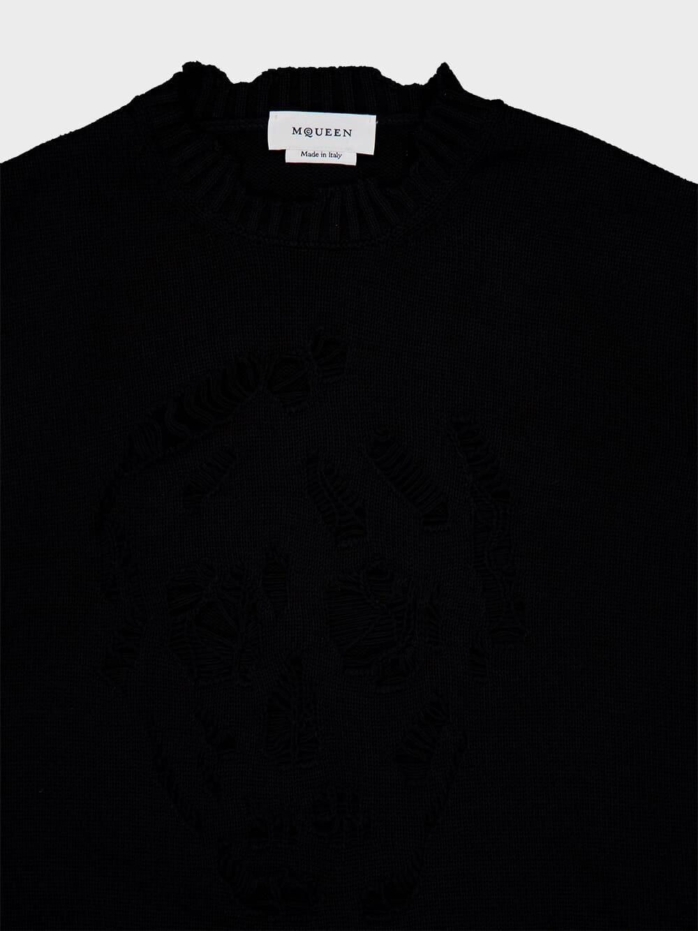 Black Distressed Skull Crew Neck Jumper