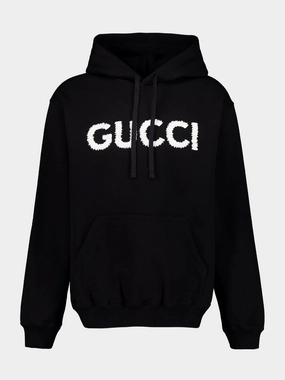 Black Embroidered Hooded Sweatshirt Tops Mens - thermal tops