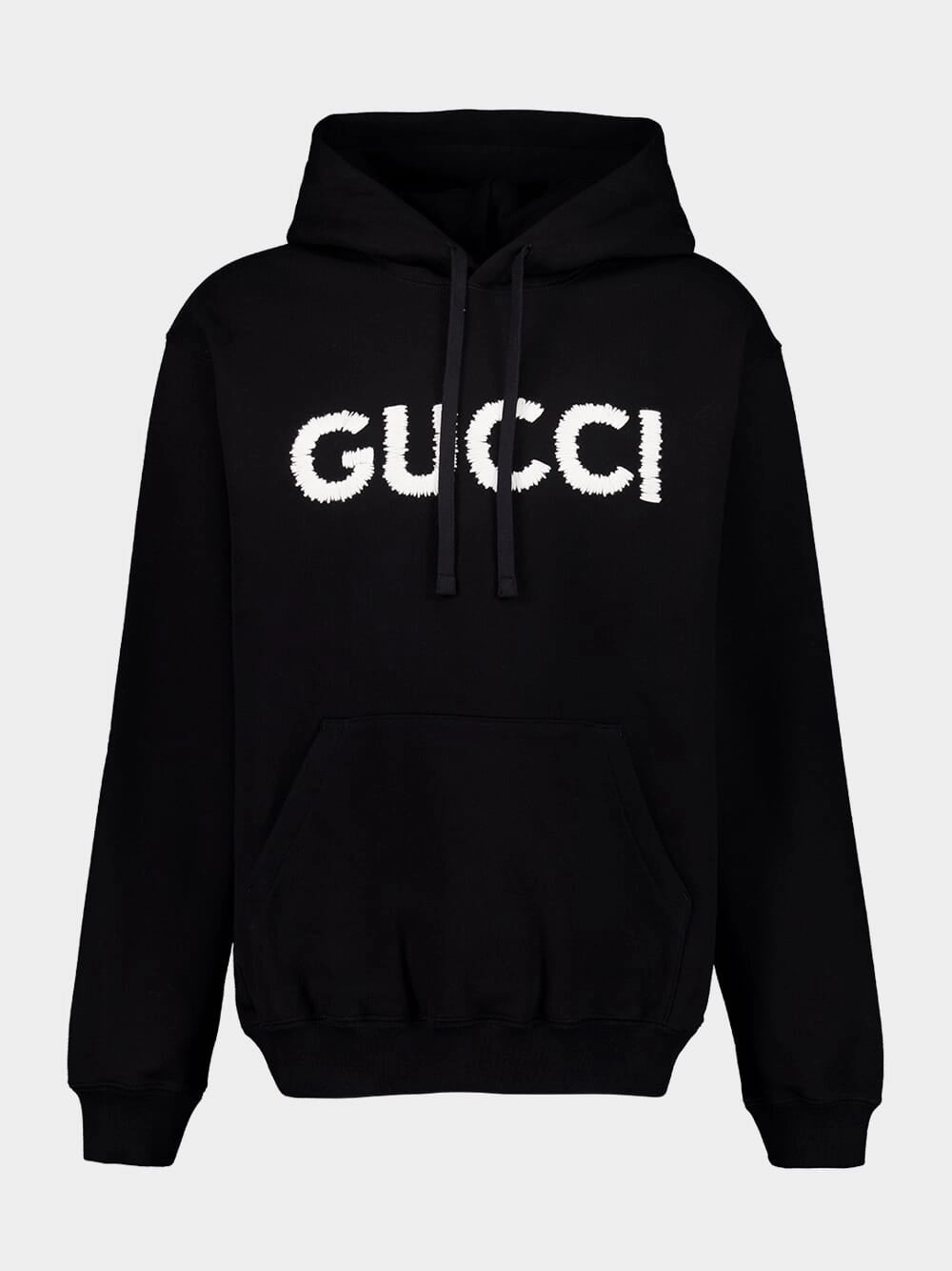 Black Embroidered Hooded Sweatshirt Tops Mens - thermal tops