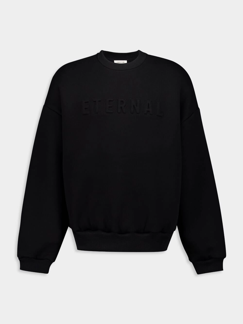 Black Eternal Fleece Crewneck Tops Mens - thermal tops