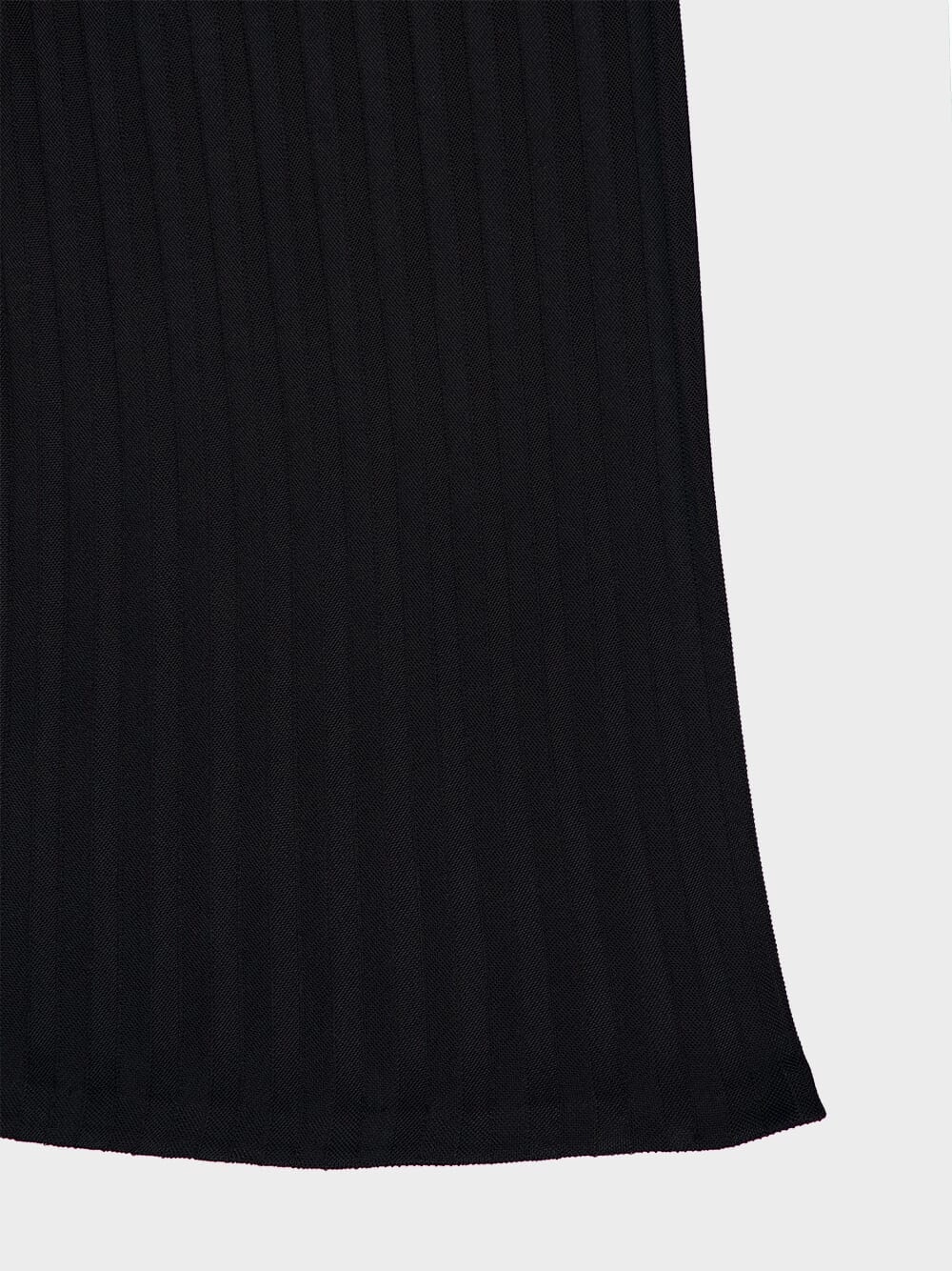 Black Flared Knit Trousers in Herringbone Viscose