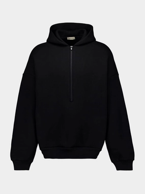 Black Fleece Half-Zip Sweatshirt Tops Mens - thermal tops