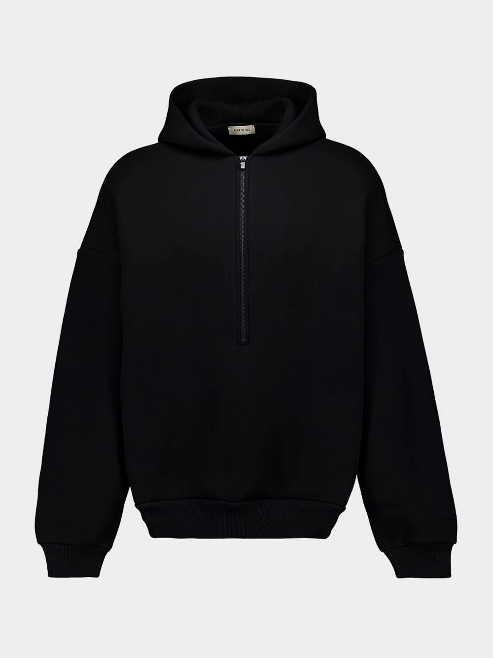 Black Fleece Half-Zip Sweatshirt Tops Mens - thermal tops