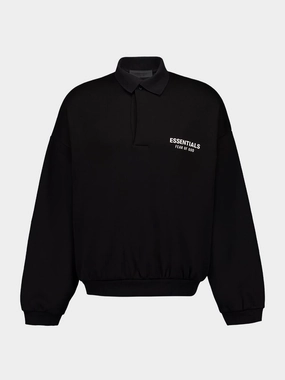 Black Fleece Polo Tops Mens - thermal tops