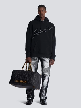 Black Flocked Sweatshirt Tops Mens - thermal tops