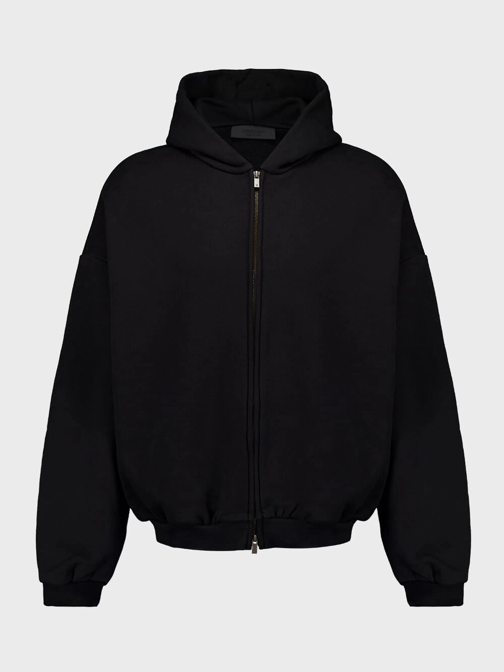 Black Full-Zip Heavy Fleece Hoodie Tops Mens - thermal tops