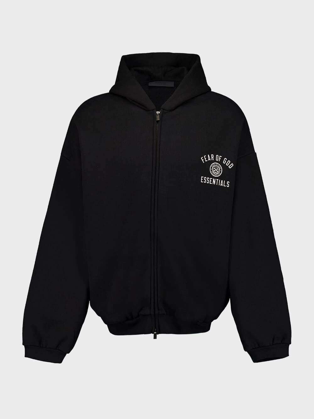 Black Full-Zip Sweatshirt Tops Mens - thermal tops