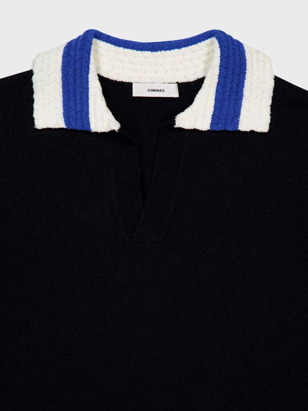 Black Hand-Crochet Collar Polo