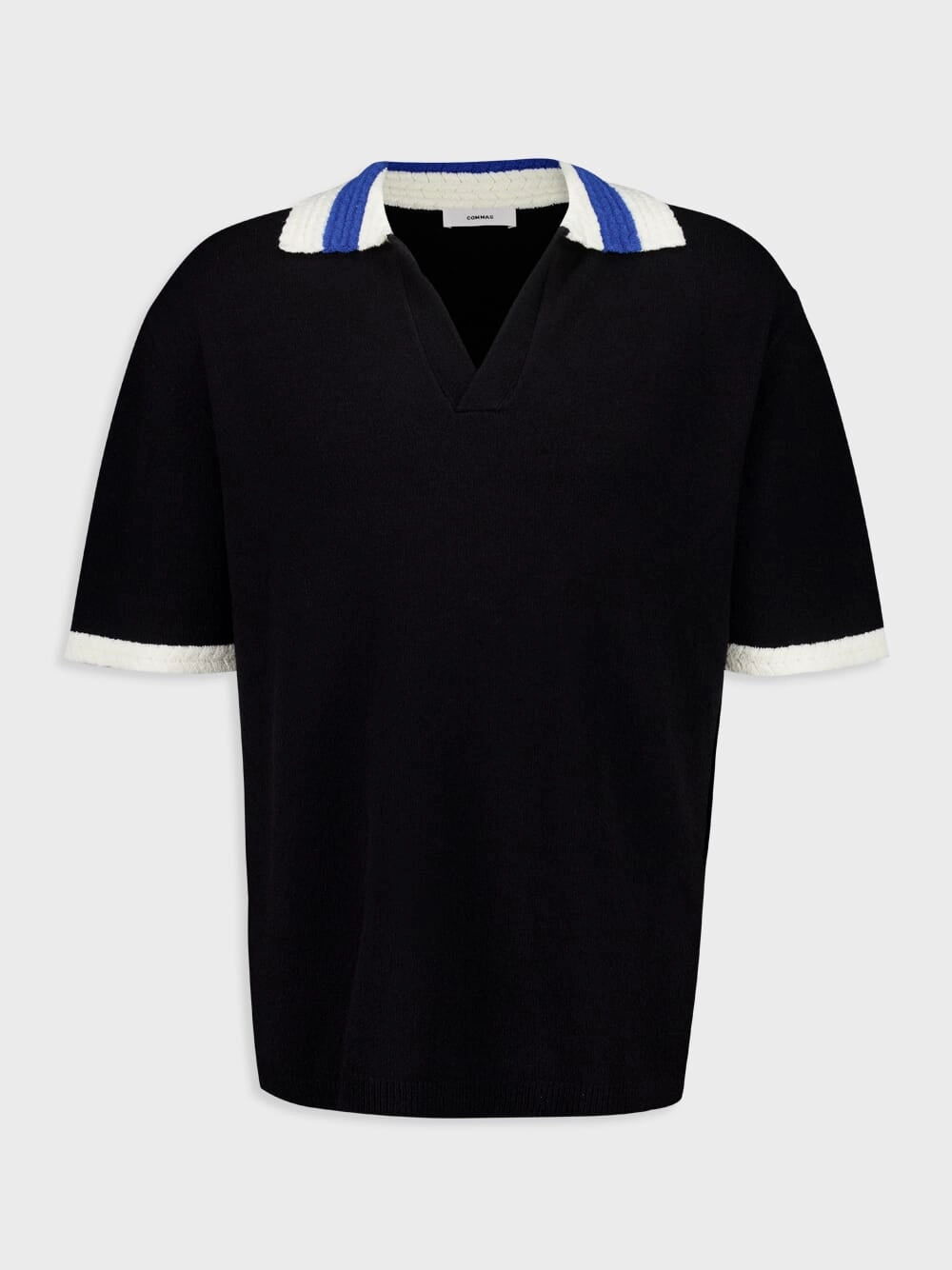 Black Hand-Crochet Collar Polo Knitwear Mens - men's sweaters sale