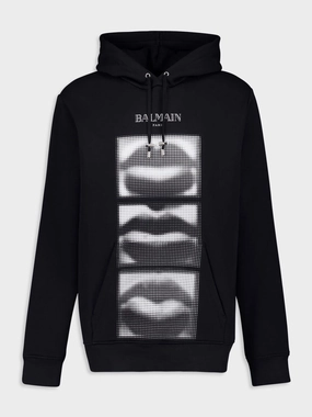 Black Kiss Print Hoodie Tops Mens - thermal tops