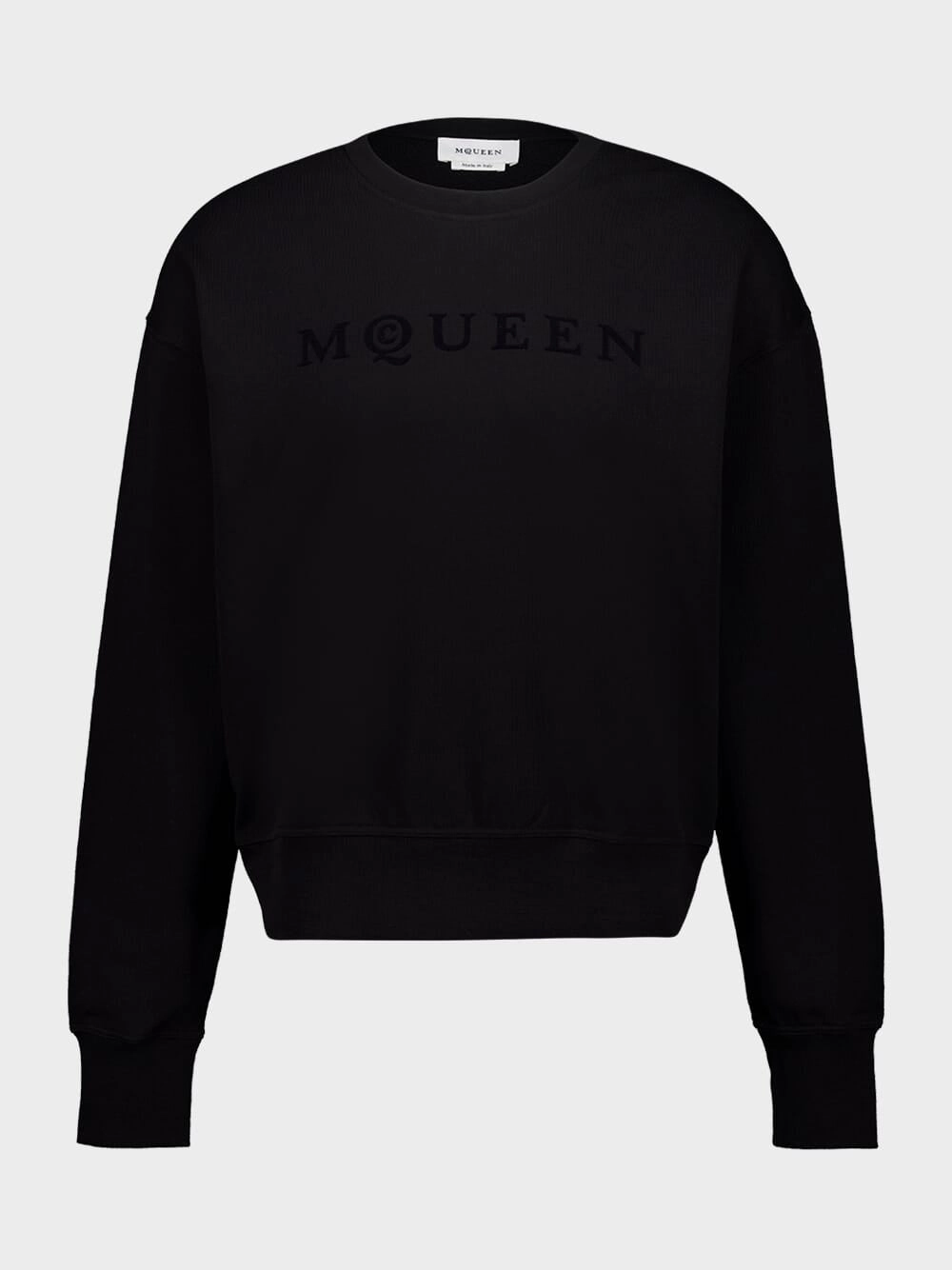 Black Logo Cotton Sweatshirt Tops Mens - thermal tops