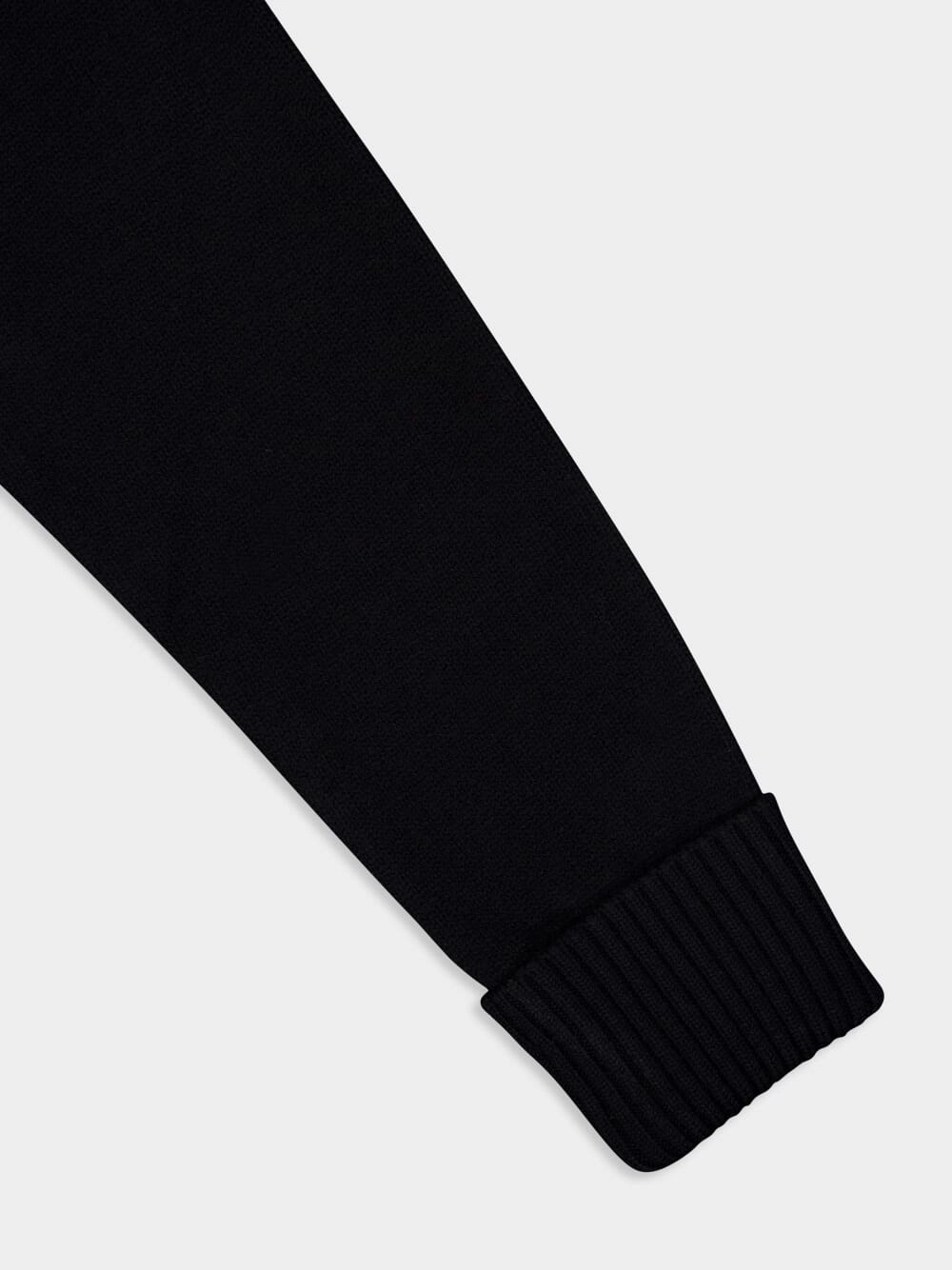 Black Logo-Intarsia Wool Cardigan