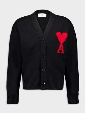 Black Logo-Intarsia Wool Cardigan Knitwear Mens - men's sweaters sale