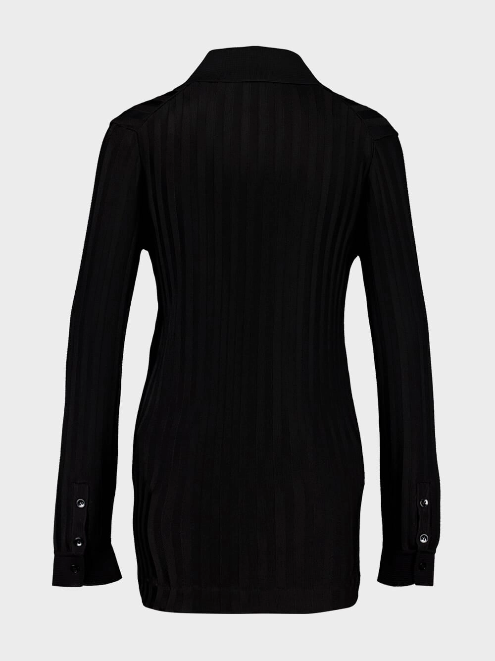 Black Long-Sleeve Knit Shirt