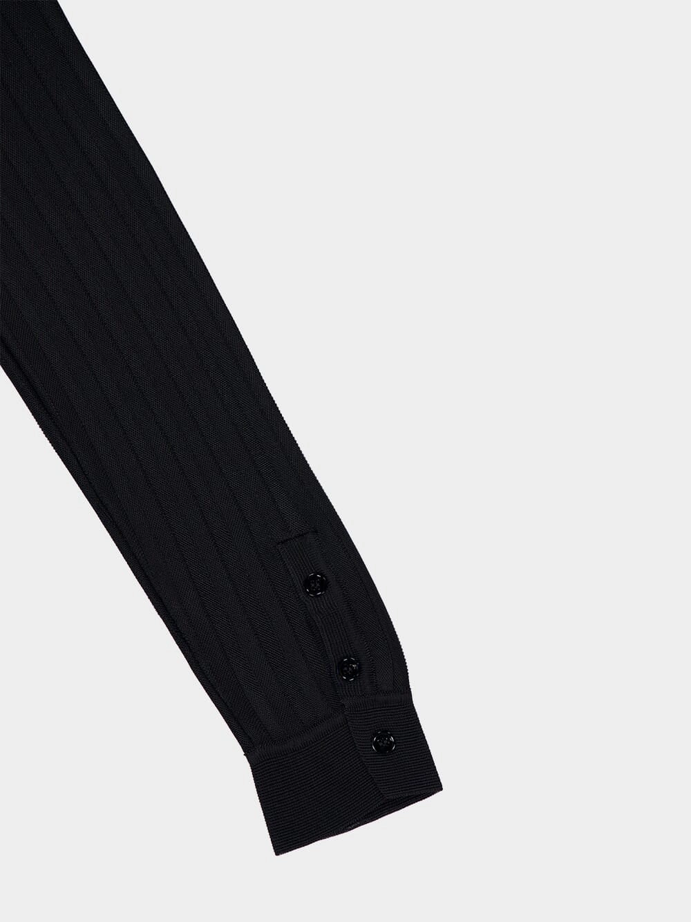 Black Long-Sleeve Knit Shirt